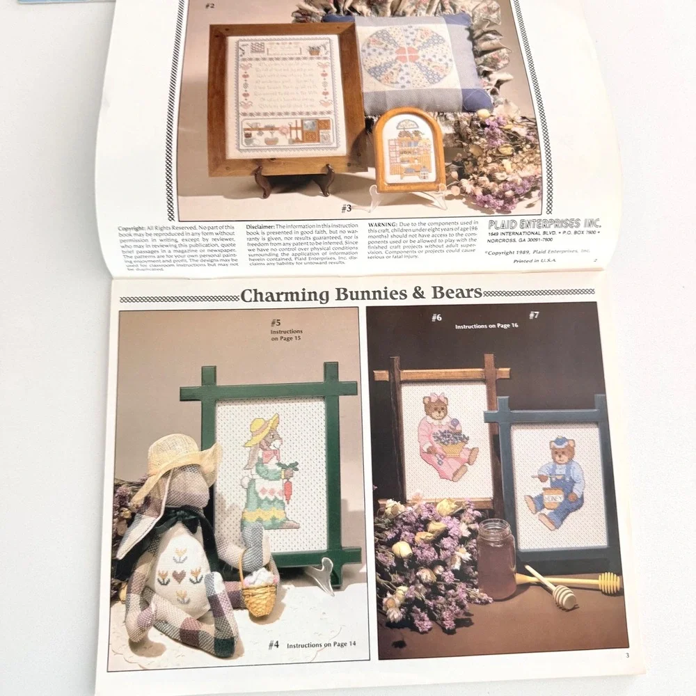 Lot of 3 Cross Stitch Pattern Books Vintage Craft Sewing Alphabet Office